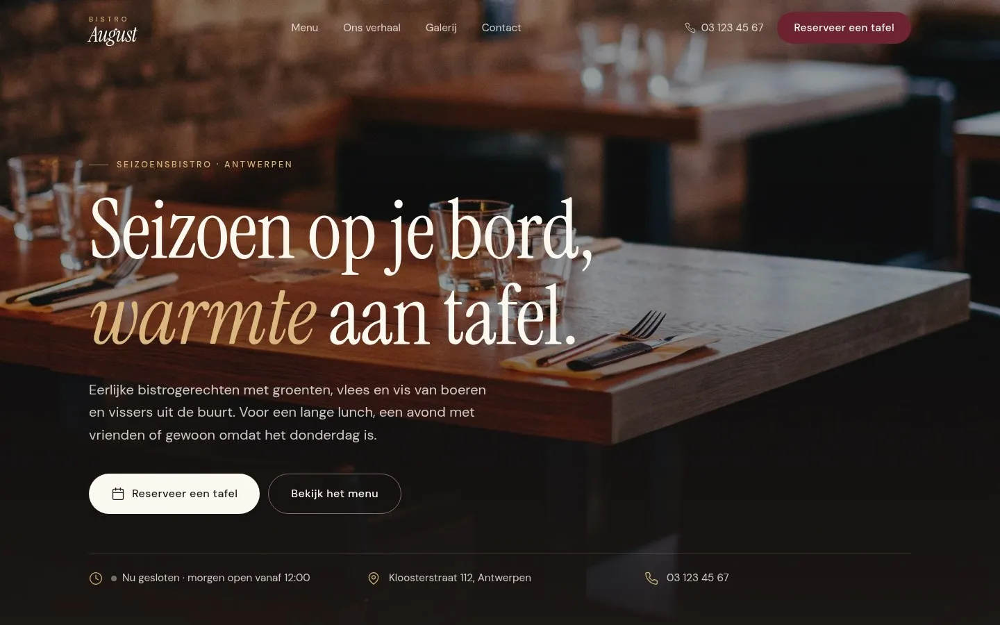 Homepage van Bistro August